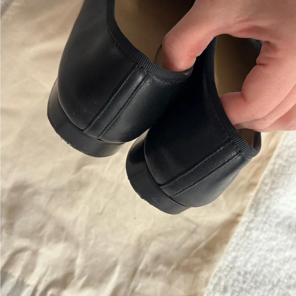 Chanel Black Leather Ballet Flats with Patent Toe